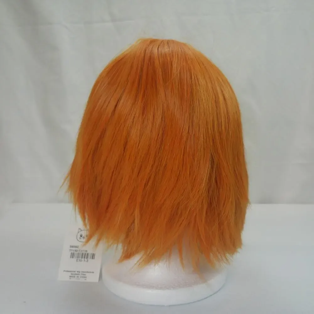 Short Orange Cosplay Wig with Yellow Streak – Layered Style